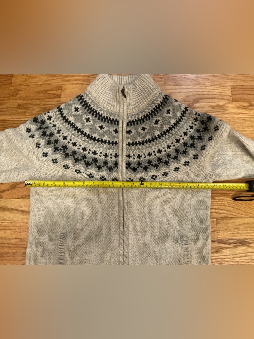 L.L.Bean 100% Lambswool Sweater Women’s Large Nordic Fair Isle Full Zip Jacket - Picture 10 of 11
